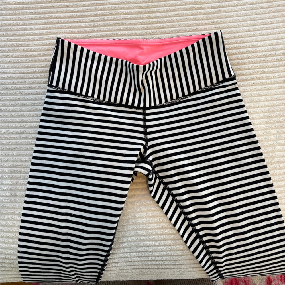 lululemon athletica Black and White Striped Leggings - Picture 2 of 5